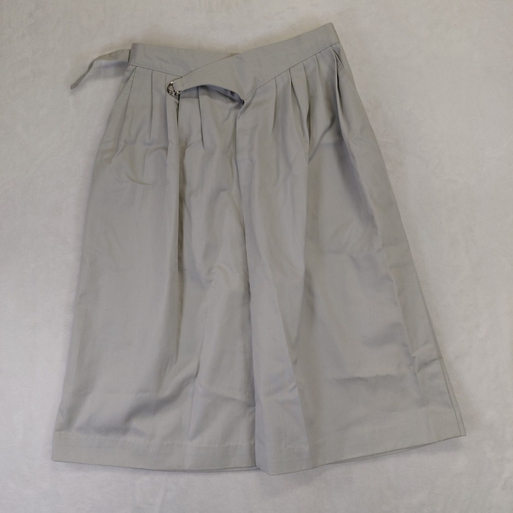 Vintage Happy Legs Gray Pleated Midi Skirt D-Ring Wrap Waist Made in USA Size 9